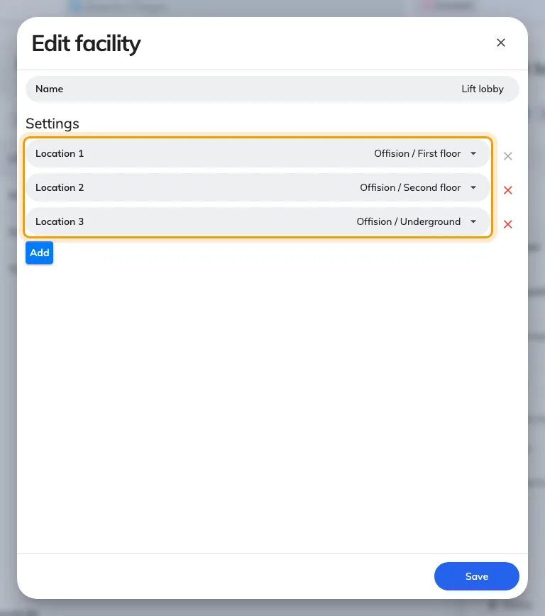 One facility, a position per floor.