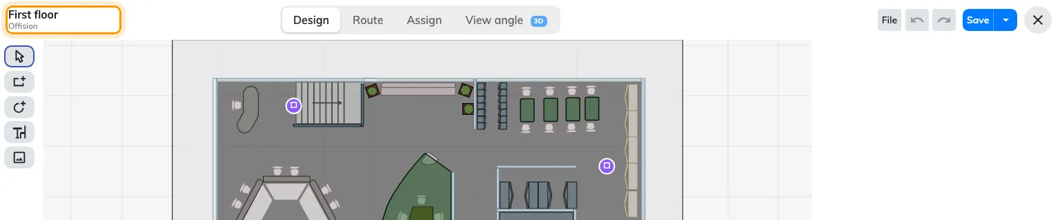 Floor and building, in the header. Read it before drawing.