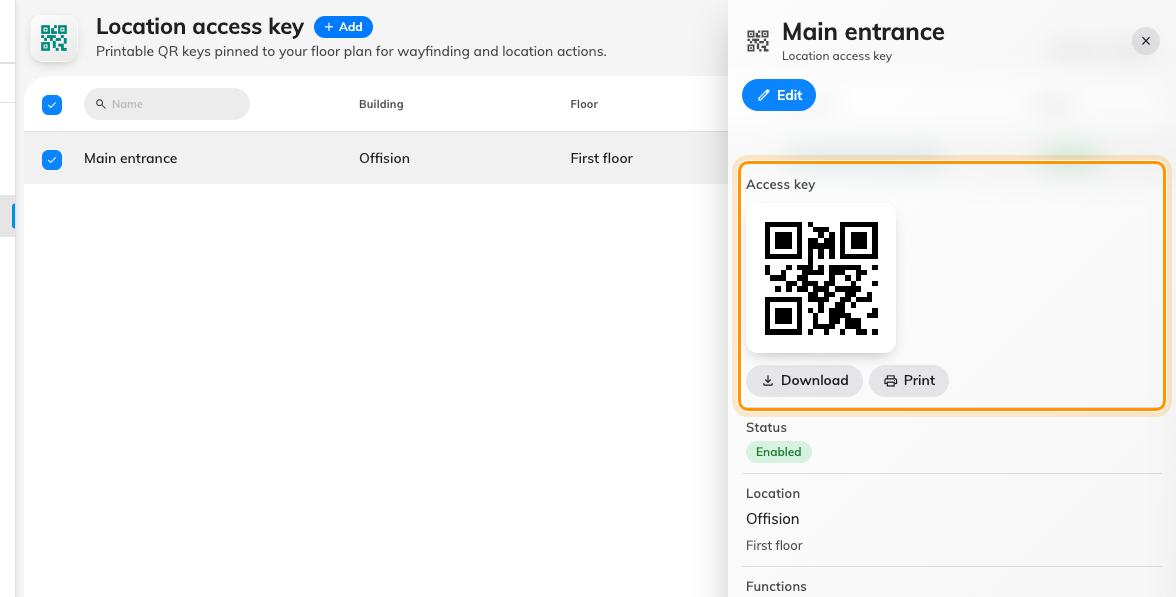The code is generated by Offision. Download or print it from the key.