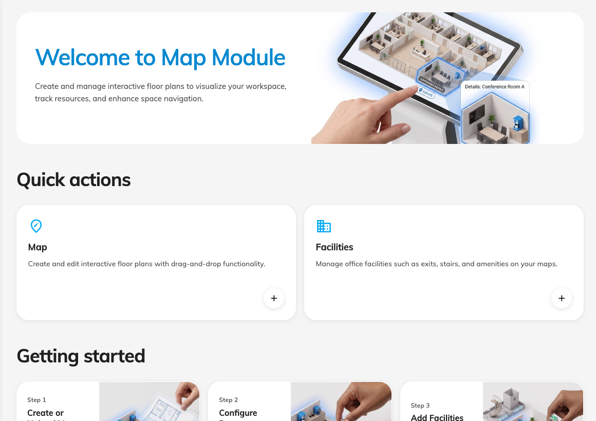 The Map section of the admin console, open on its overview page.