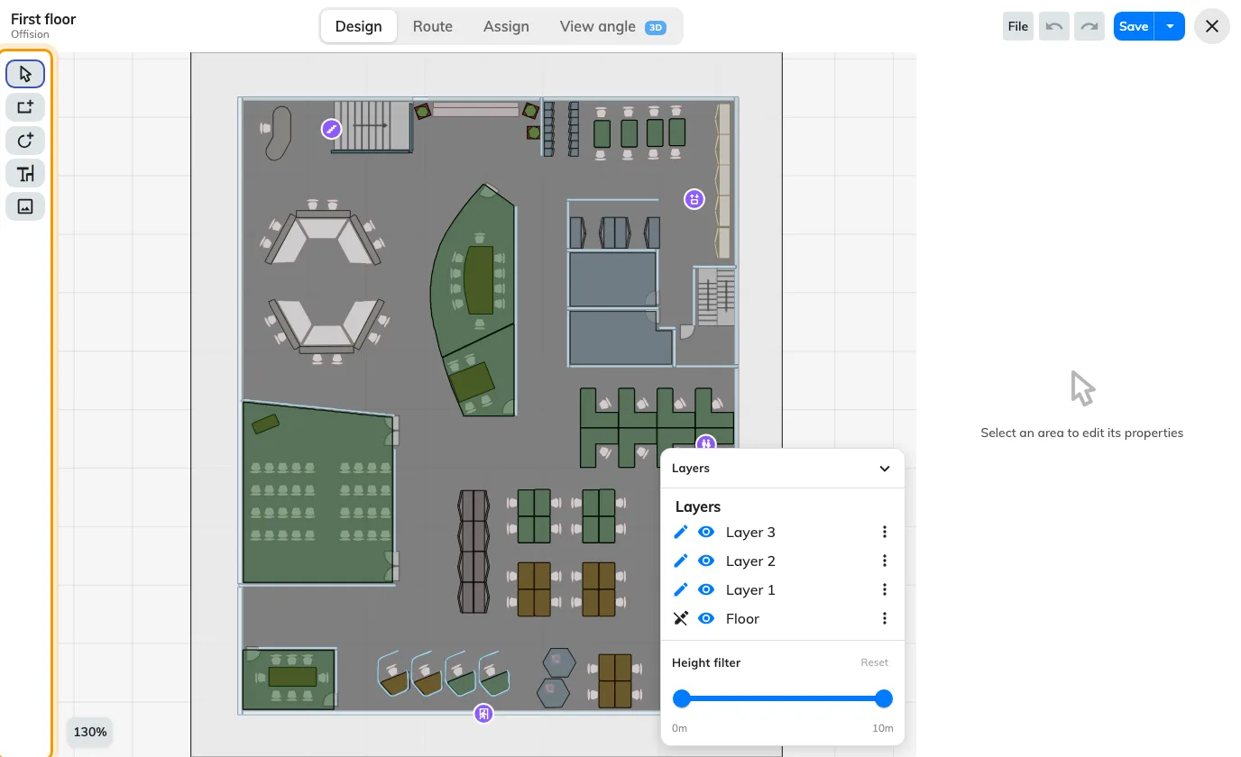 Select, rectangle, ellipse, furniture, and the floor image.