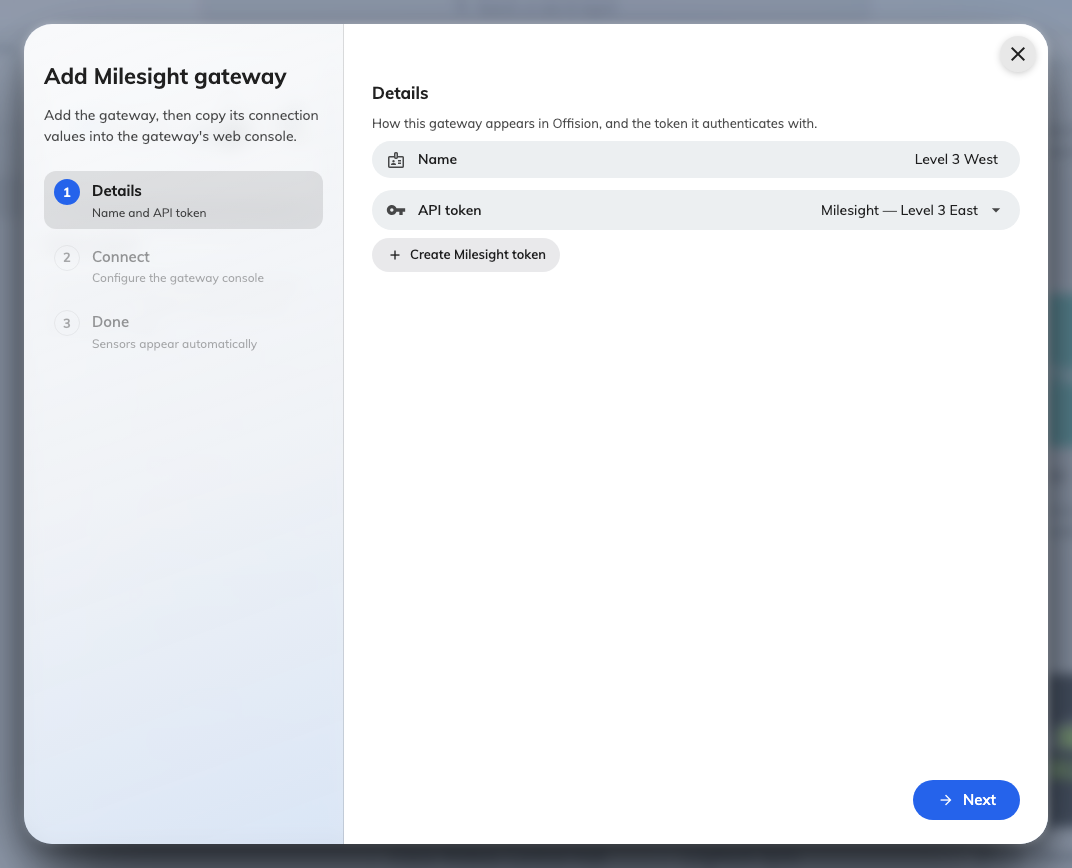 Step one: what to call the gateway, and the token it will authenticate with.