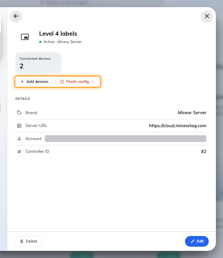 A Minew controller: how many tags it drives, and the two things you do from it.