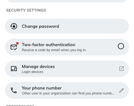 Manage devices sits with the other security settings in your profile.