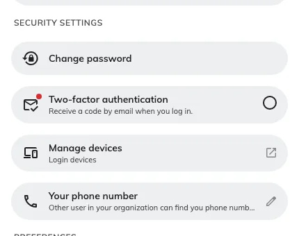 Manage devices sits with the other security settings in your profile.