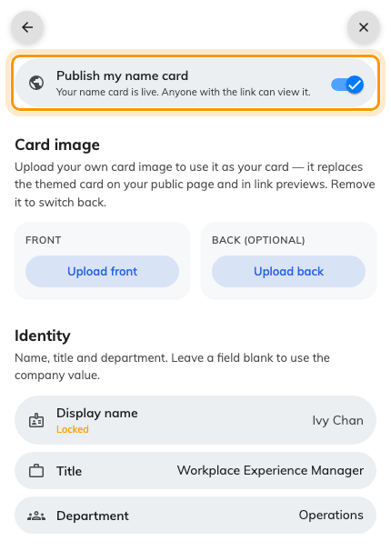 The edit form, with the publish switch at the top.