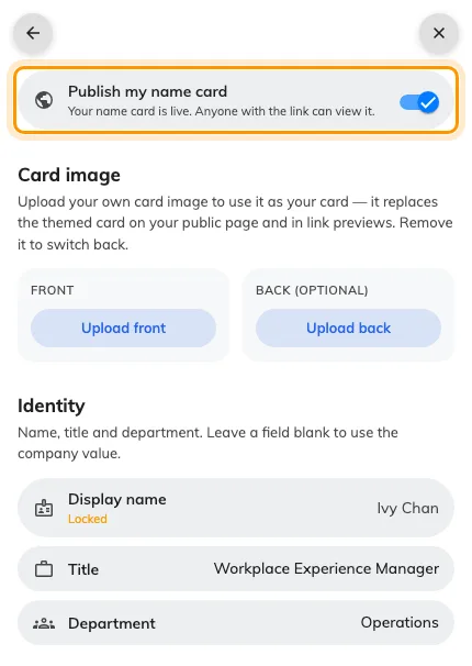 The edit form, with the publish switch at the top.