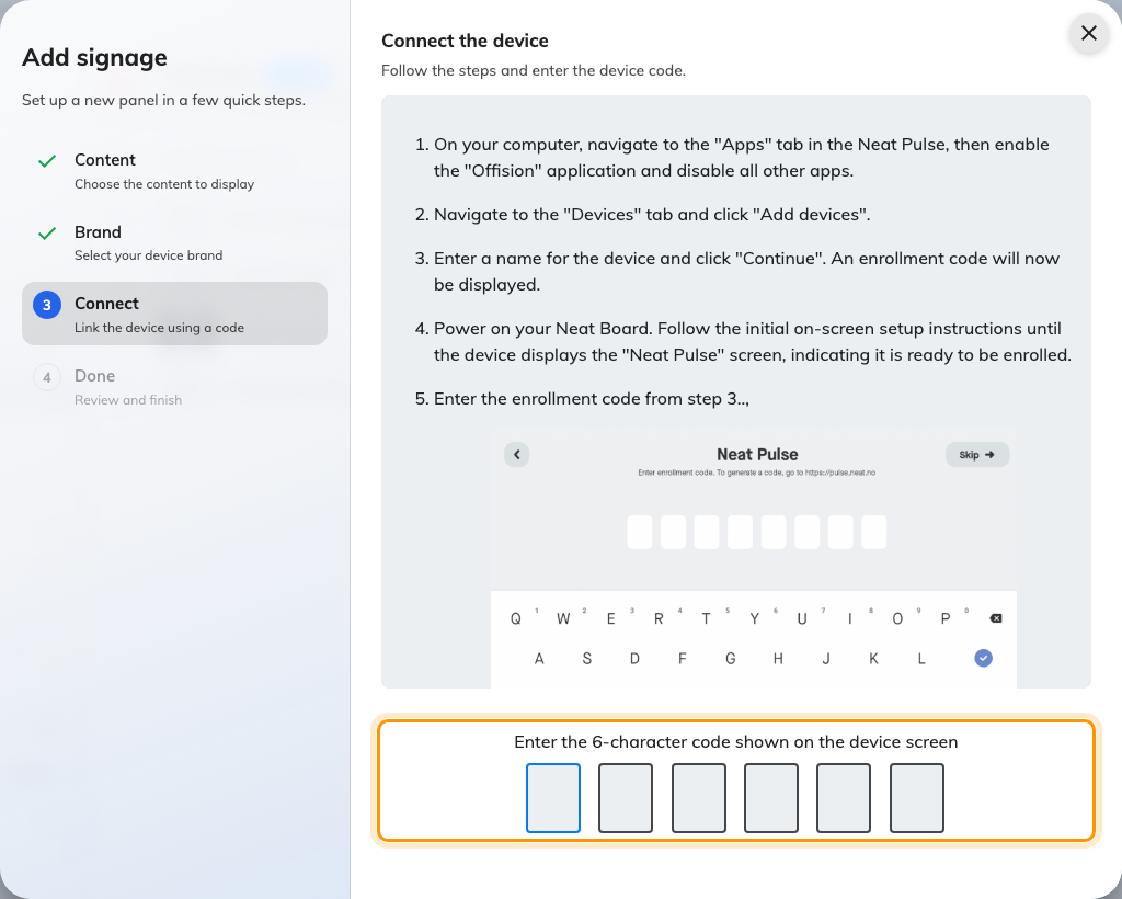 The Neat Board guideline, and the field that claims the screen.