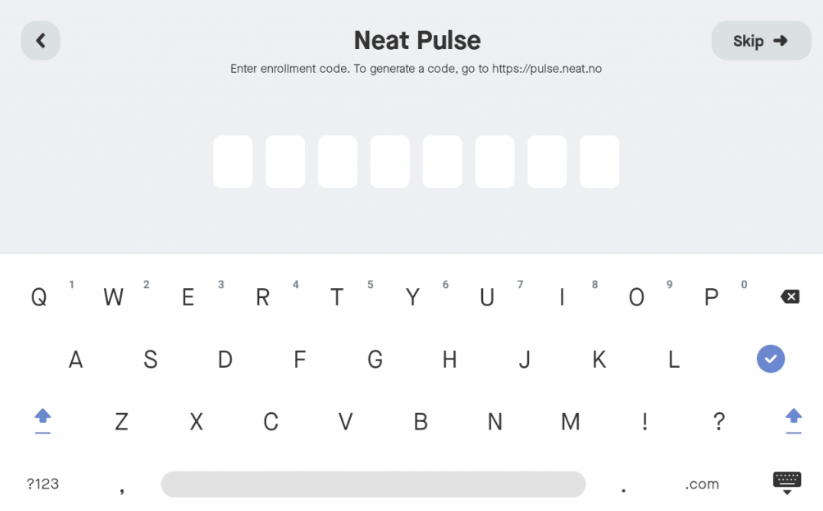 The Board asking for the Neat Pulse enrollment code. This is Neat's code, not Offision's.