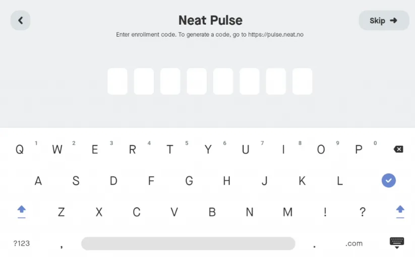 The Pad asking for the Neat Pulse enrollment code. This is Neat's code, not Offision's.