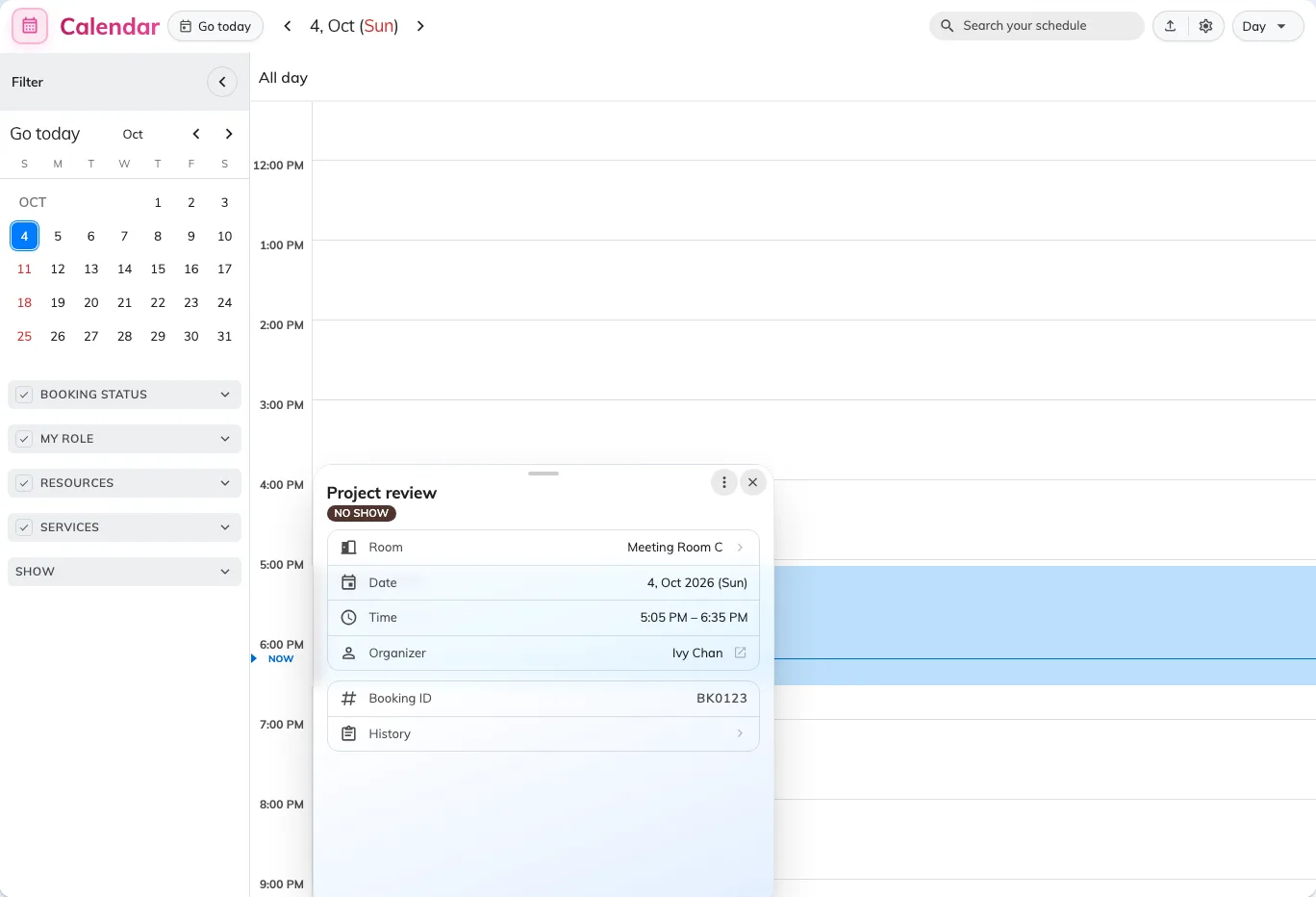My calendar retains the original appointment time after the no-show.