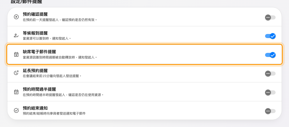 時段的兩端各有一個提醒,兩者都能關閉。