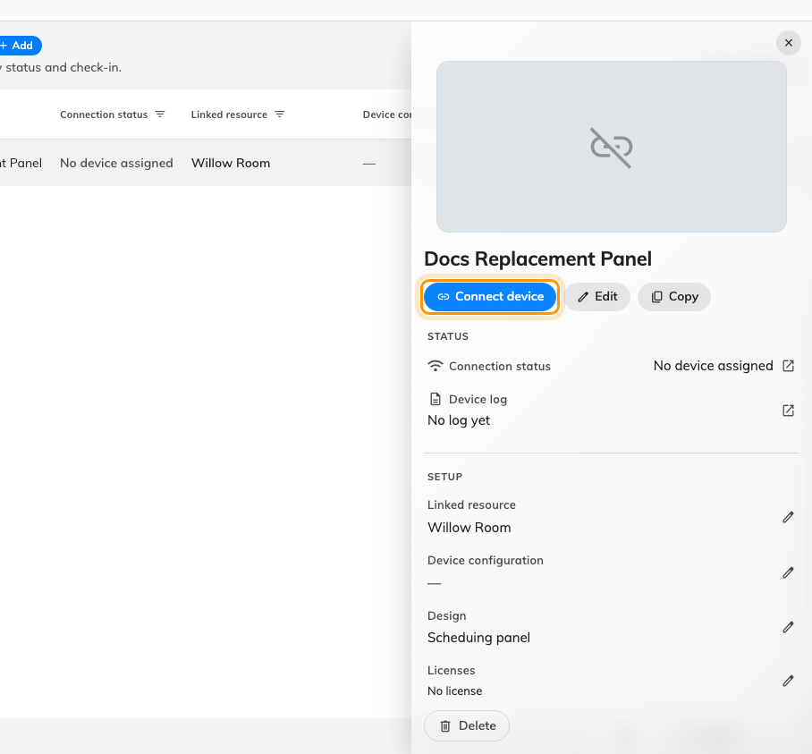 A record between two panels. Connect device is the way back, and it is on the record itself.