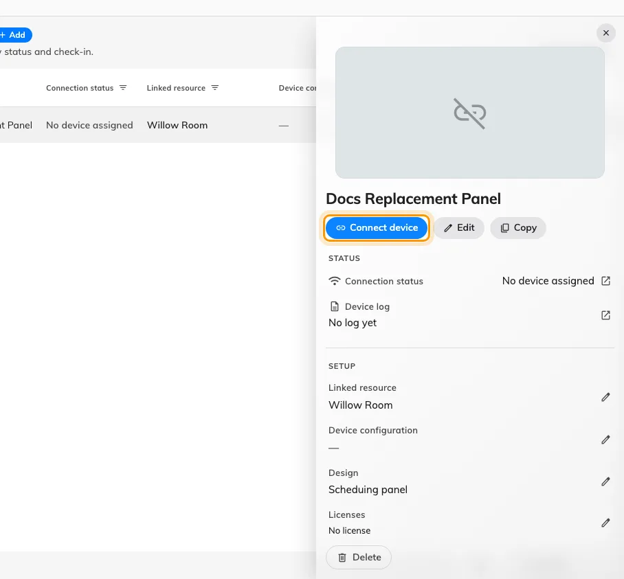 A record between two panels. Connect device is the way back, and it is on the record itself.