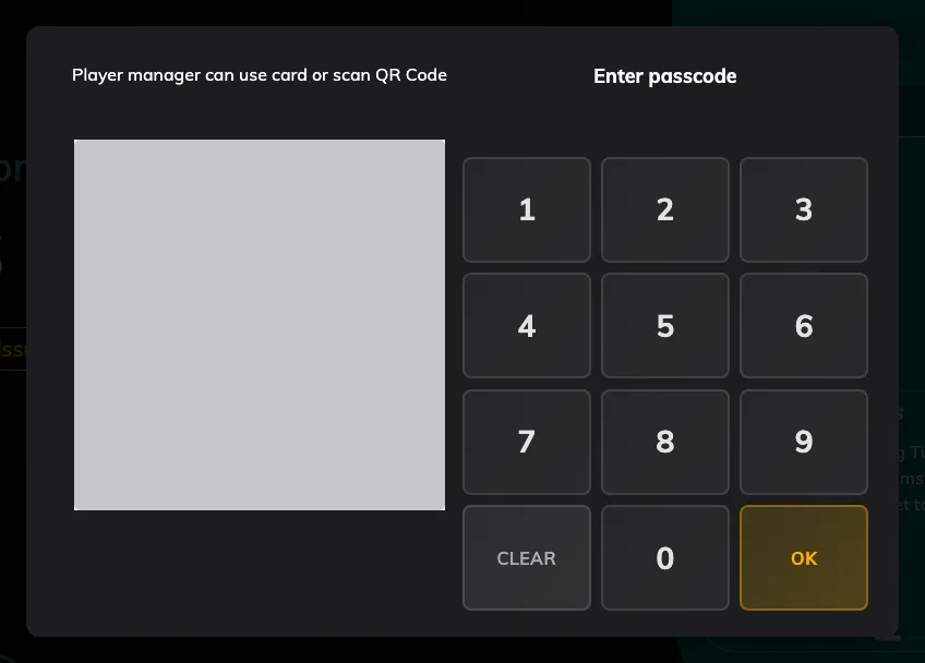 The gate in front of the console: the keypad, or the QR code beside it.