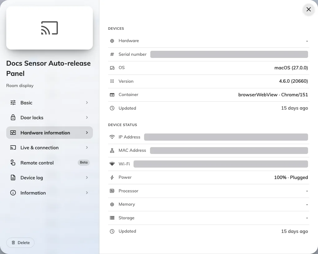 A browser-based panel reports the player and container separately.