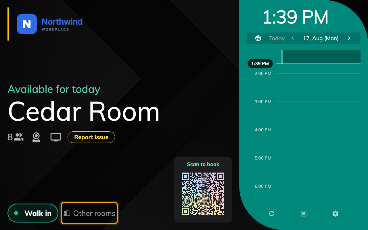 The button sits beside Walk in, and only while this room is free.