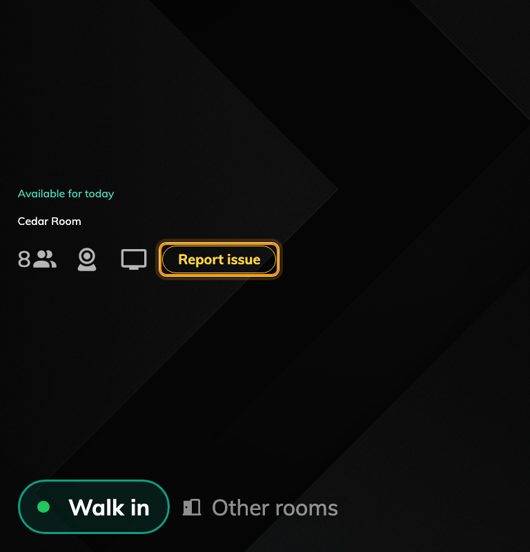 Report issue on the modern skin, beside the room's amenities.