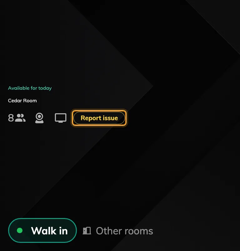 Report issue on the modern skin, beside the room's amenities.