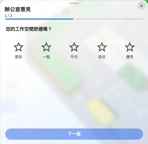 問卷逐題作答，最後才提交。