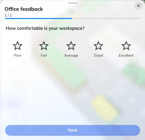 The questionnaire opens one question at a time before submission.