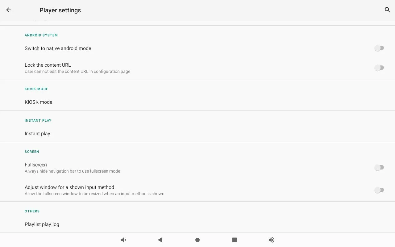 Switch to native android mode, at the top of Player settings. Leave Lock the content URL alone — it blocks the step this article finishes with.