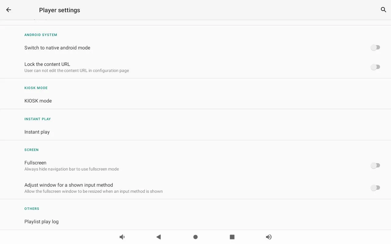 Fullscreen, in the SCREEN section of Player settings.