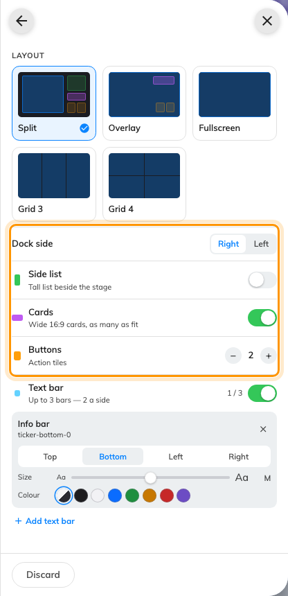 Buttons and Cards, the rows that decide whether there is anywhere to put a code.