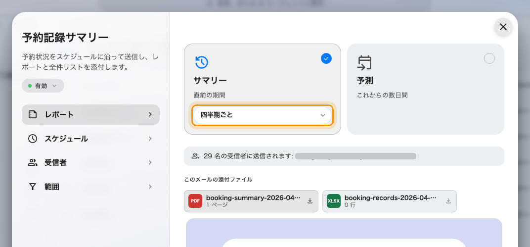 サマリーのカードで四半期ごとを選んだところ。予測にはありません。