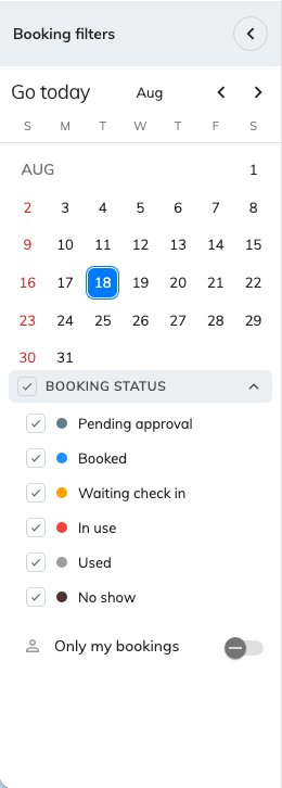 Booking filters. Only my bookings leaves just the ones you can drag.