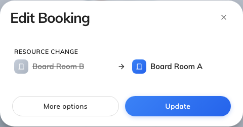 Edit Booking, after dragging a meeting to another room.