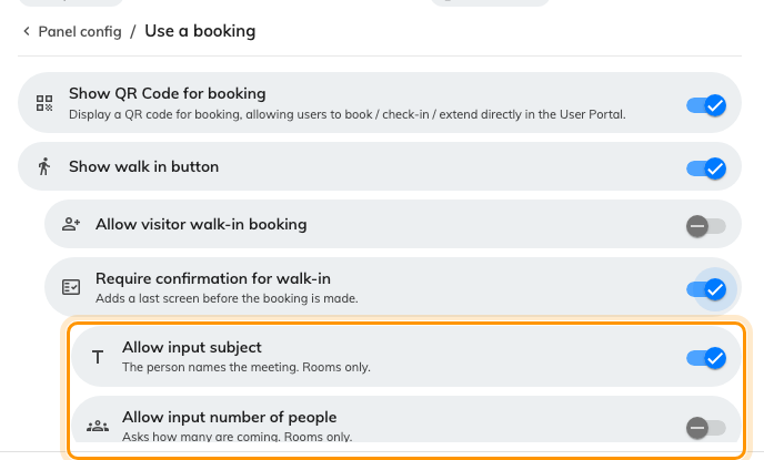 Ask a walk-in for a subject and a headcount