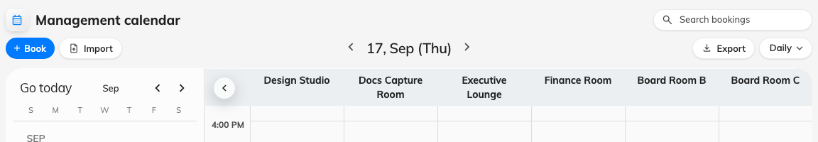 A calendar header that gets out of the way