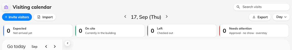 A calendar header that gets out of the way