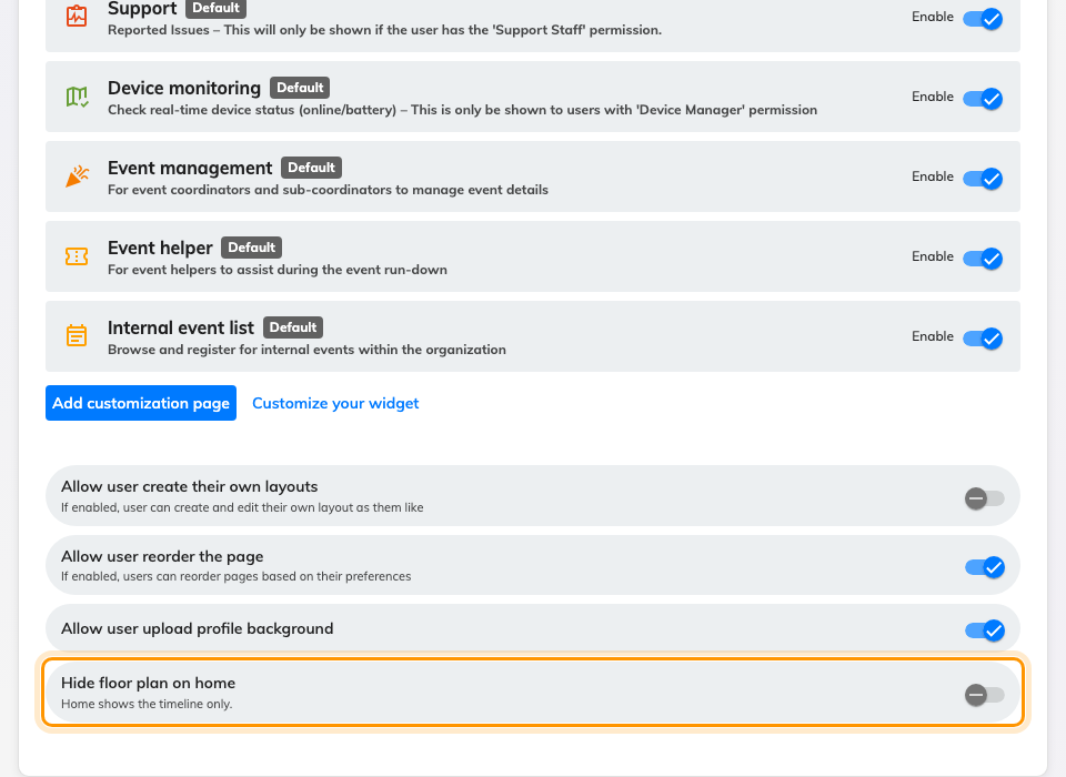 Give Home the full width