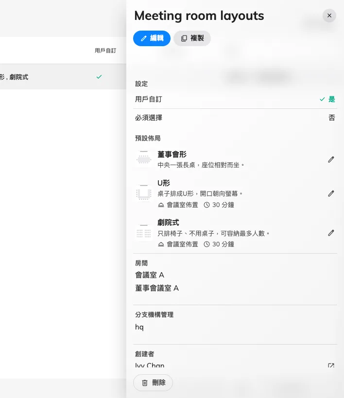 兩種佈局帶著服務與佈置時間,一種什麼都沒帶。