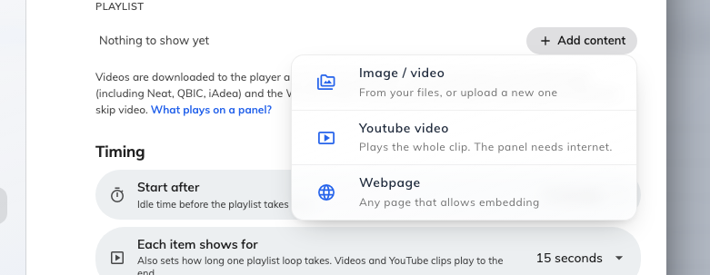 The three kinds of playlist item.