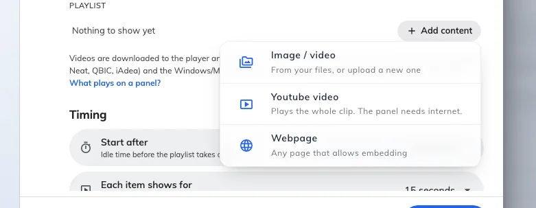 The three kinds of playlist item.