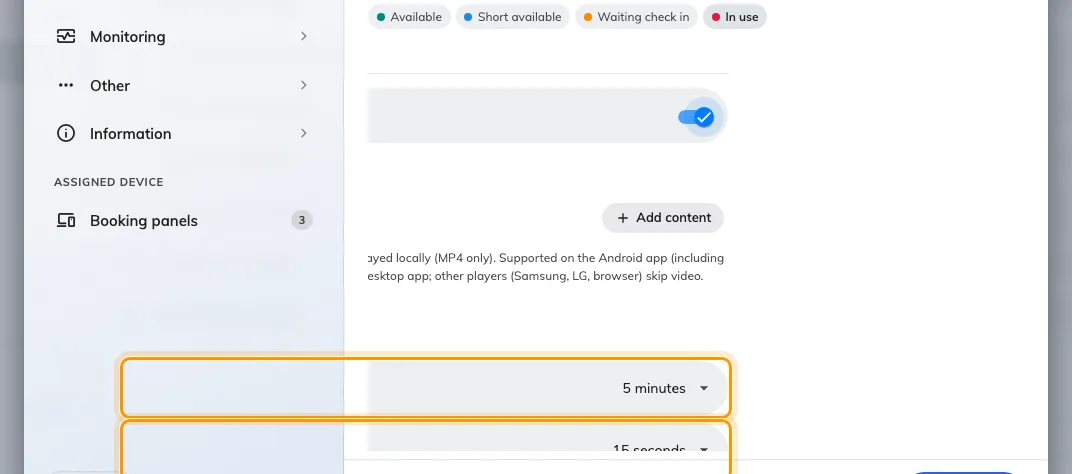 Start after, and how long each timed item holds the screen.