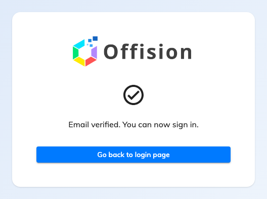 Email verified. You can now sign in. — the end of the registration path.