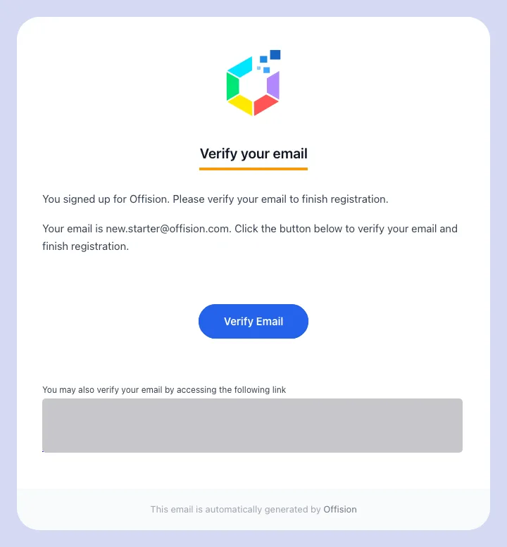 The verification mail, sent to the address they registered with.