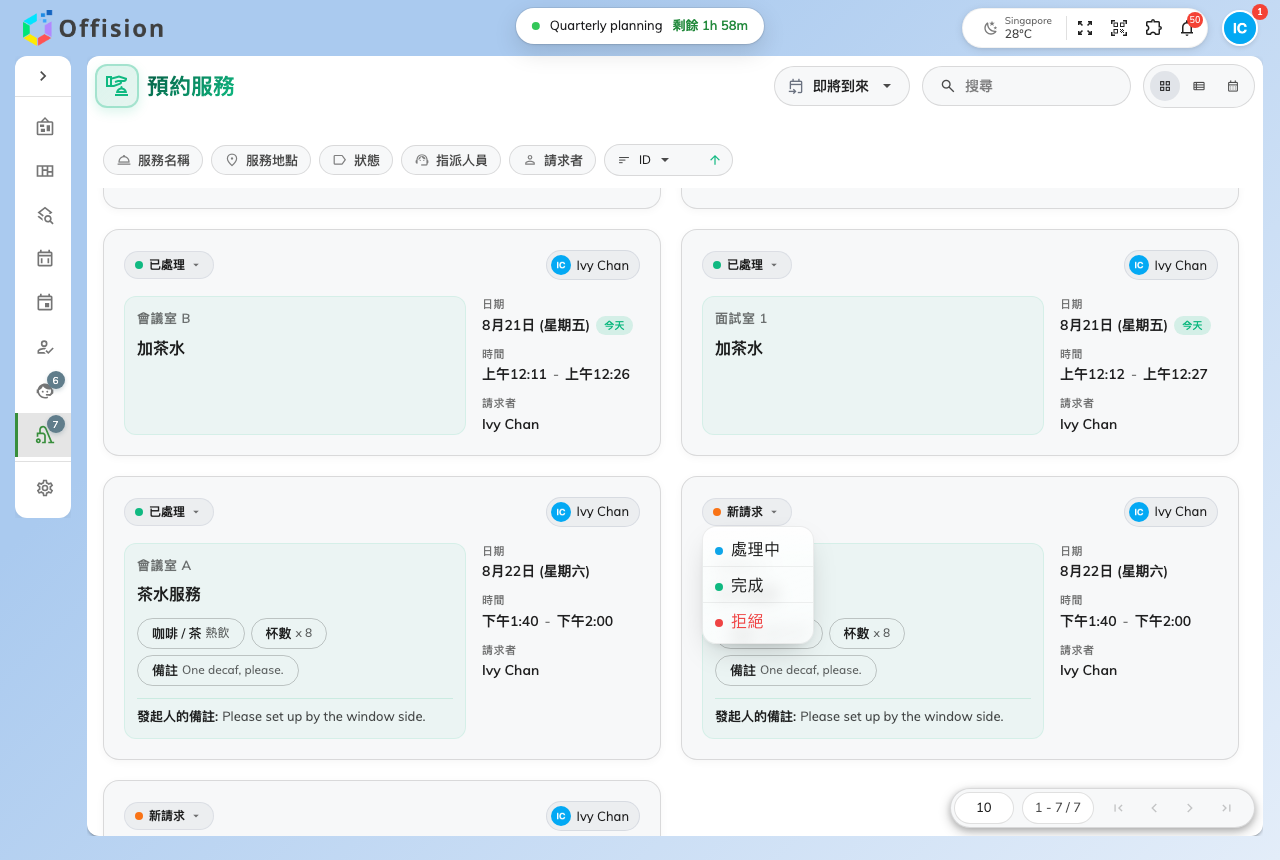 按下狀態藥丸,只會出現目前狀態允許的動作。
