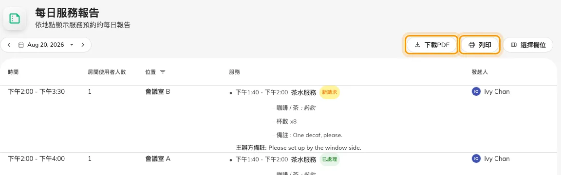 同一份清單，存成 PDF 或直接列印。