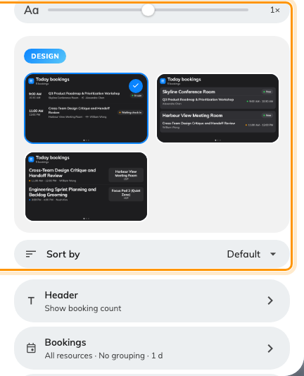The booking list takes its own order and title