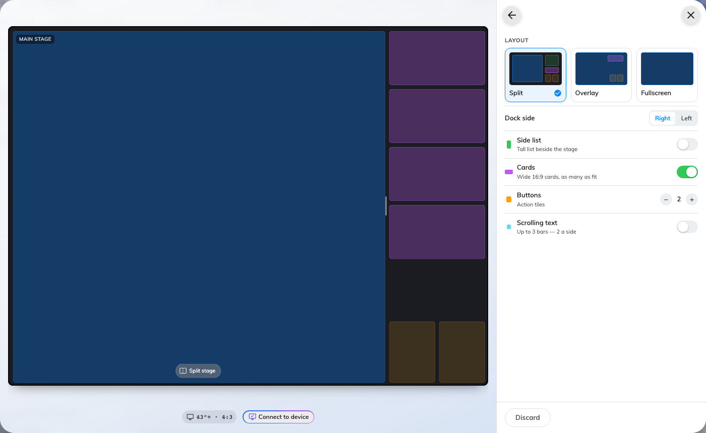 The composing canvas: every area named, nothing pictured, and the seams draggable.