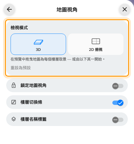 平面 2D 地圖，轉向它的牆面