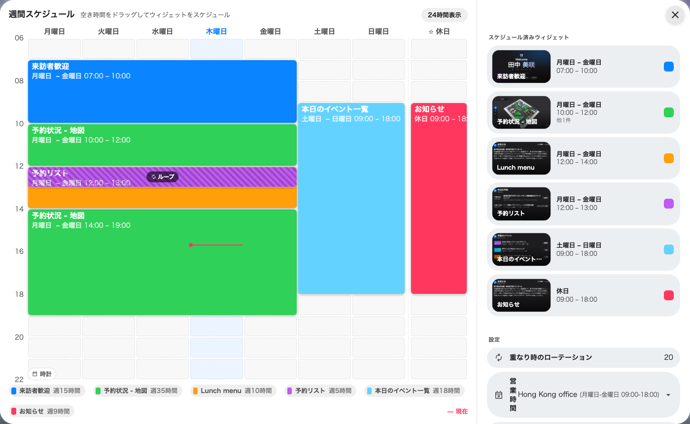 左に一週間、右に編集するものすべて。