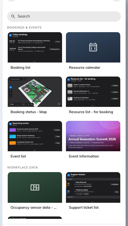 The picker, grouped exactly as the table above — and showing only what fits where you clicked.