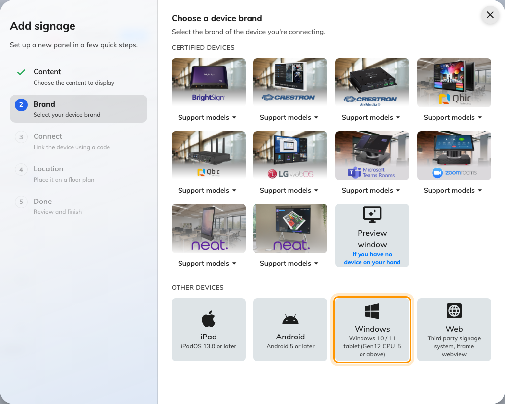 Windows, third in the Other devices row.