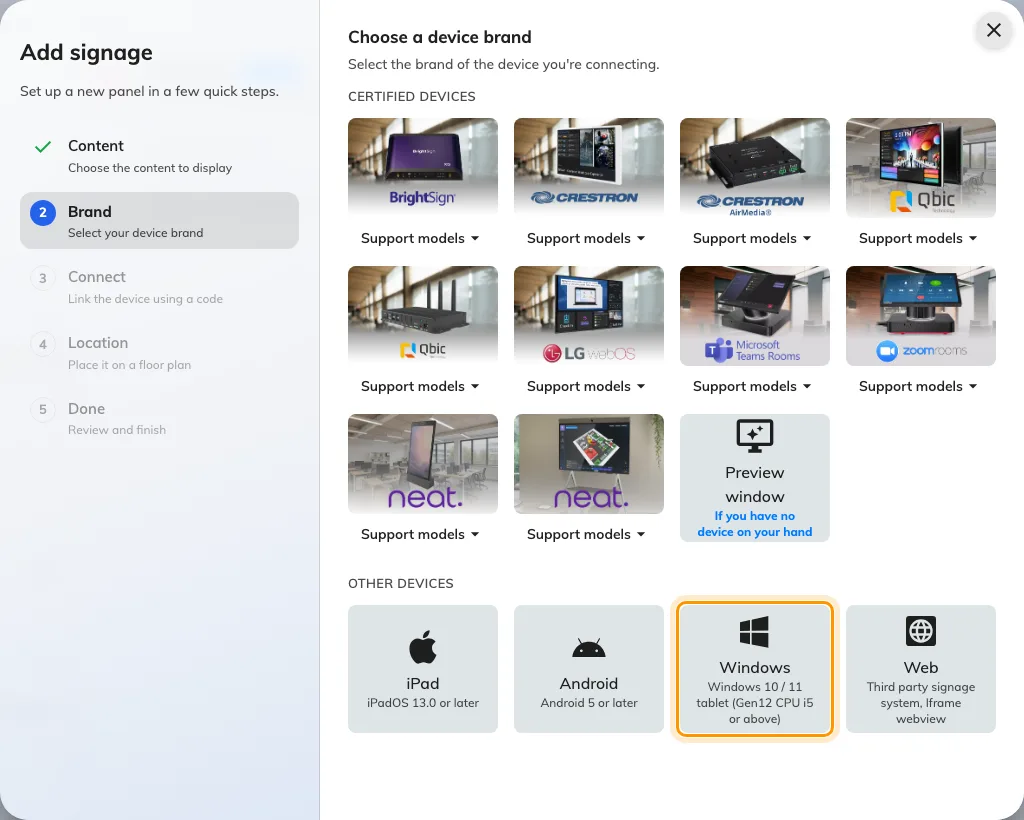 Windows, third in the Other devices row.